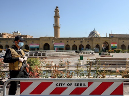 A man stands guard at Erbil's deserted Shar park Photo: Bilind T. Abdullah/Rudaw