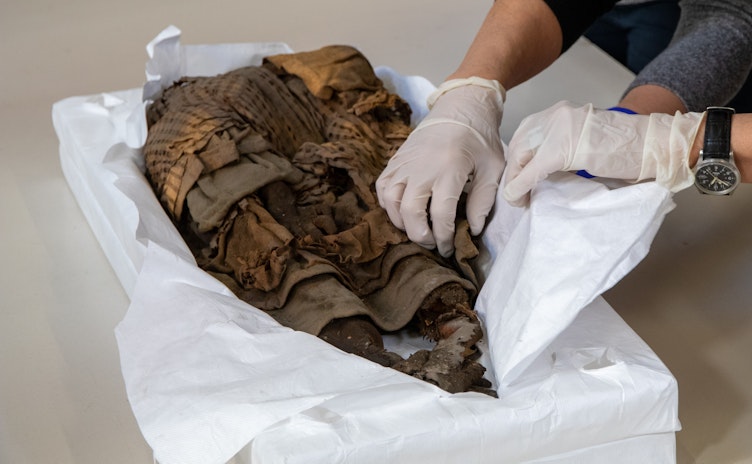 The mummy in the Conservation Soft Box