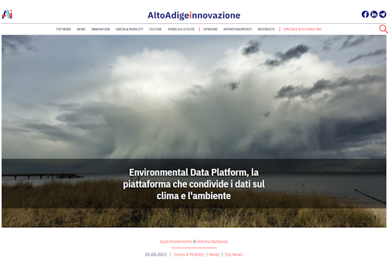 Environmental Data Platform su  Alto Adige Innovazione
