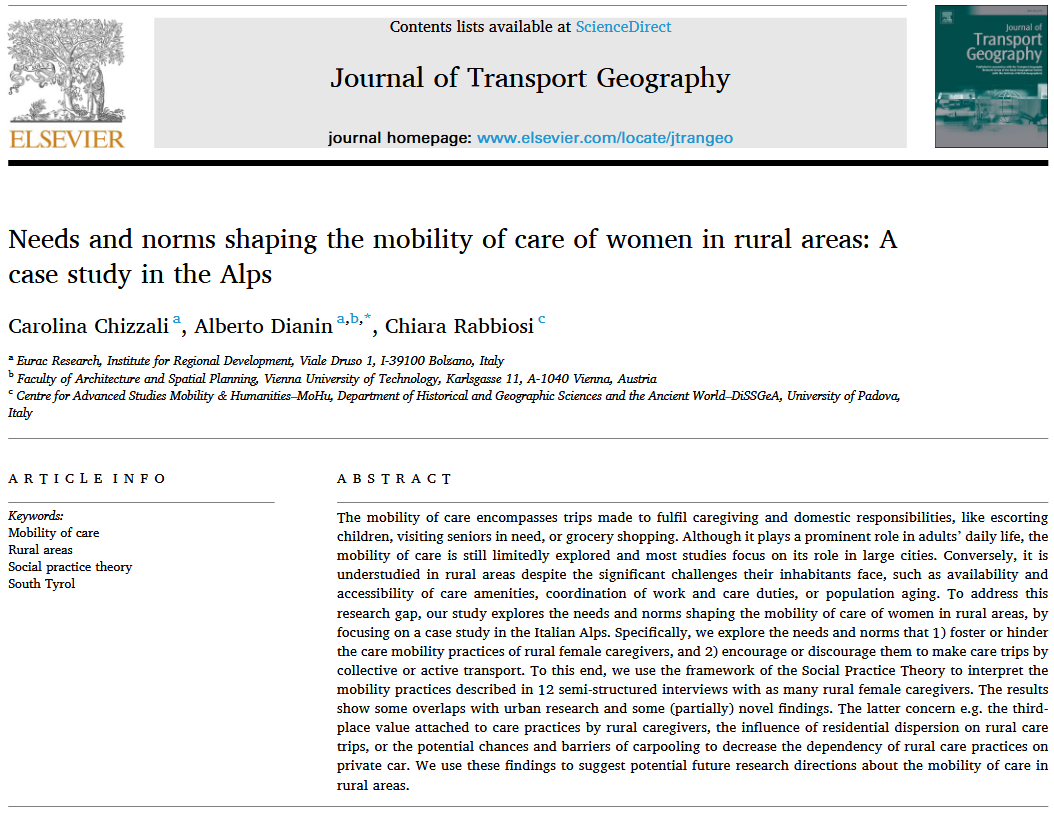The role of the "mobility of care" in rural settings